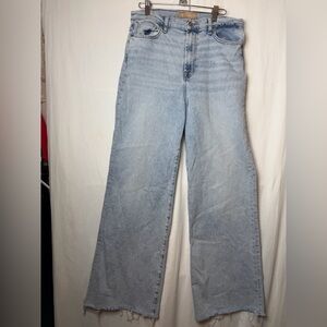 7 For All Mankind Ultra High Rise Jo Wide Leg Light Blue Flare Jeans